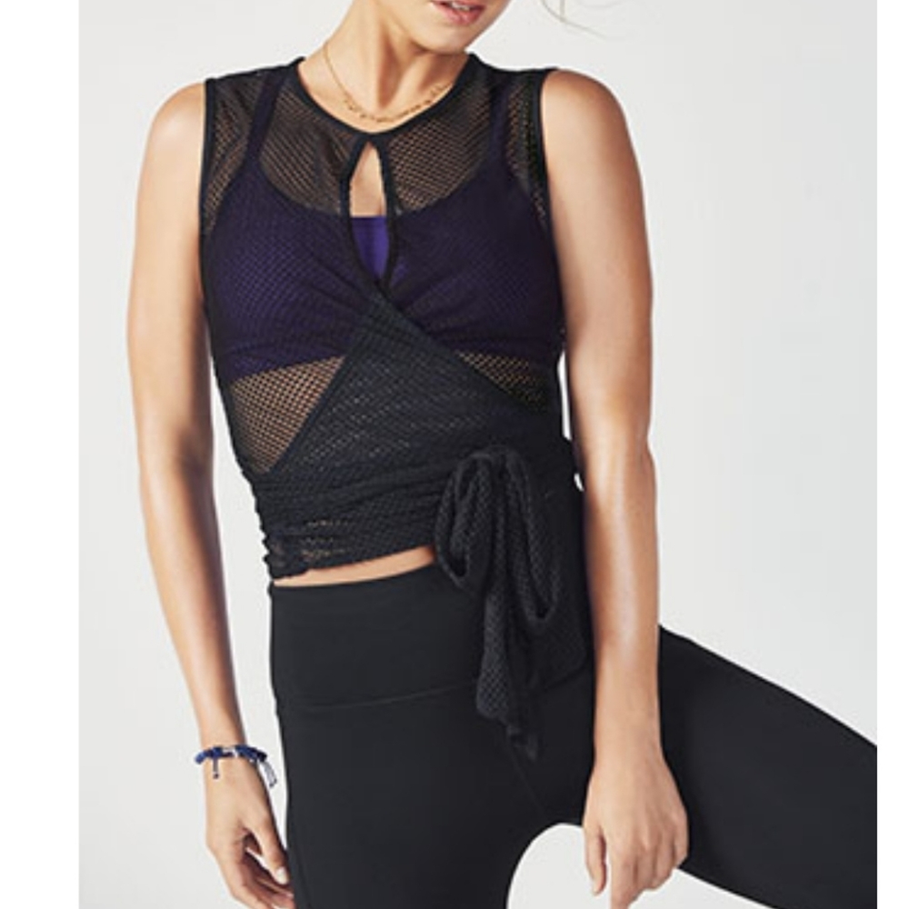 Wrap mesh workout sleeveless shirt